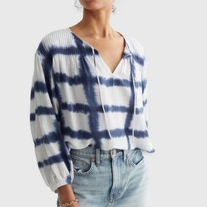 Lucky Brand Ink Peasant Boho Top Blouse Shirt